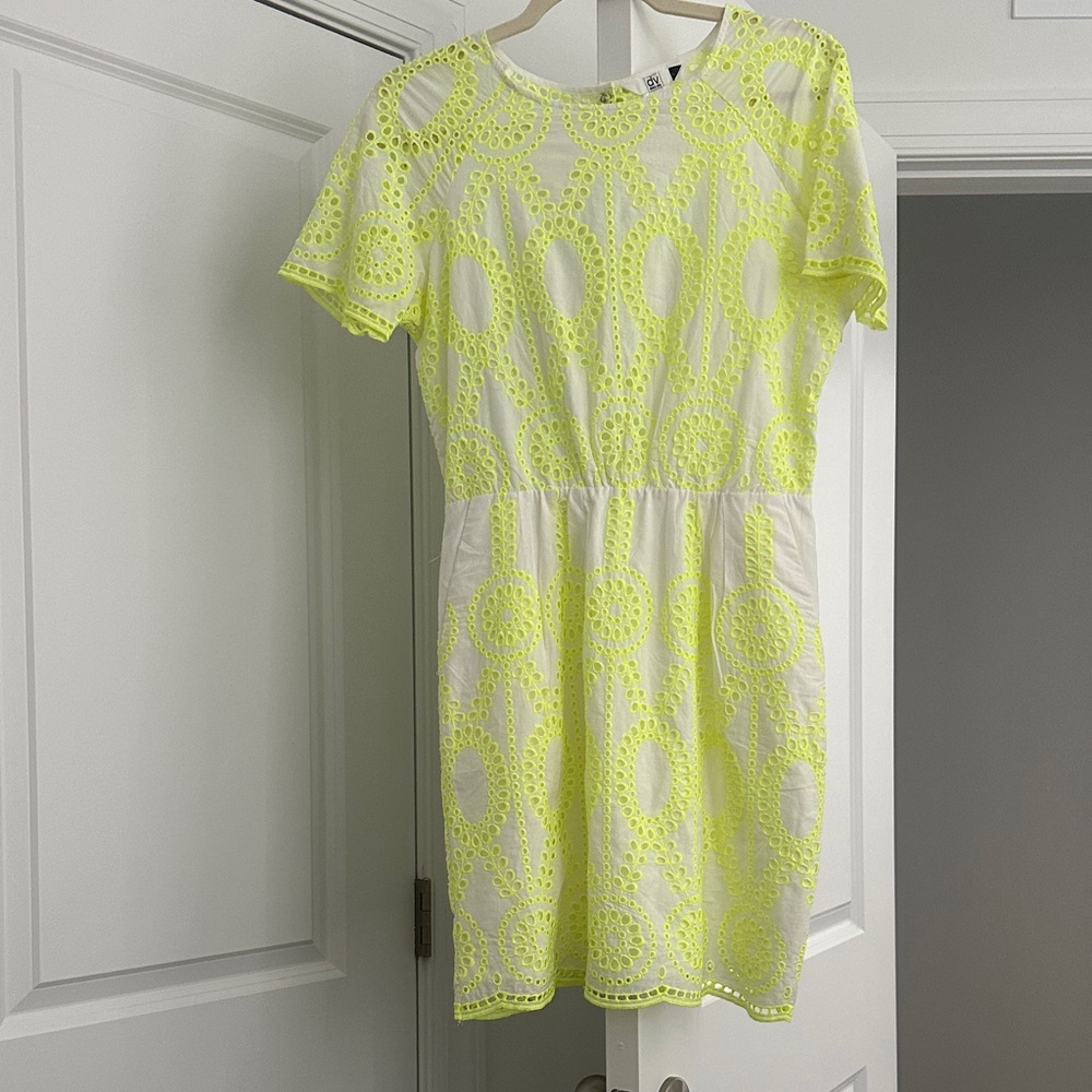 DV by Dolce Vita Neon Lace Overlay Mini Dress - Yellow & White